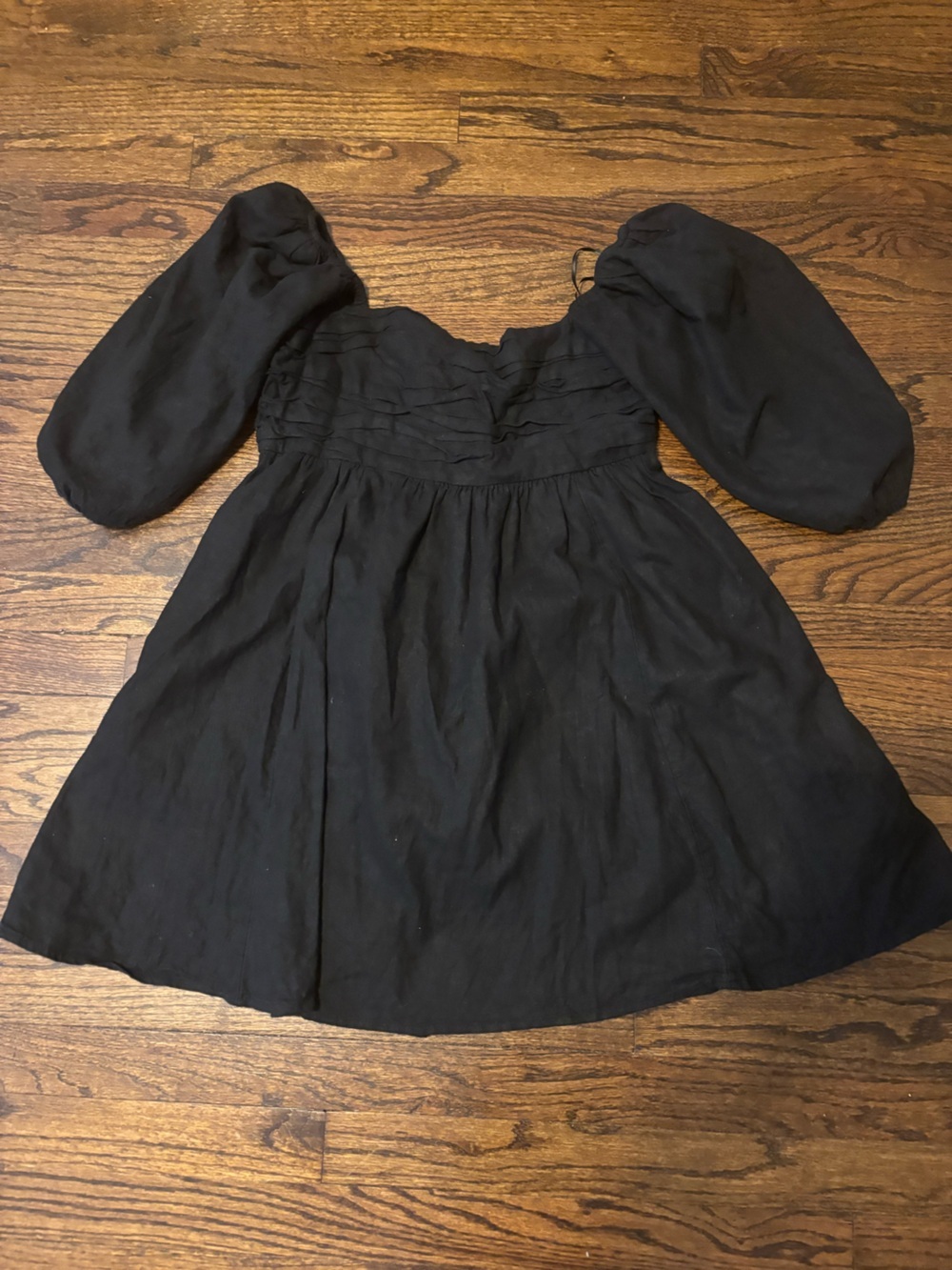 Abercrombie and Fitch Black Square Neck Cottage Core Coastal Linen Cotton Dress